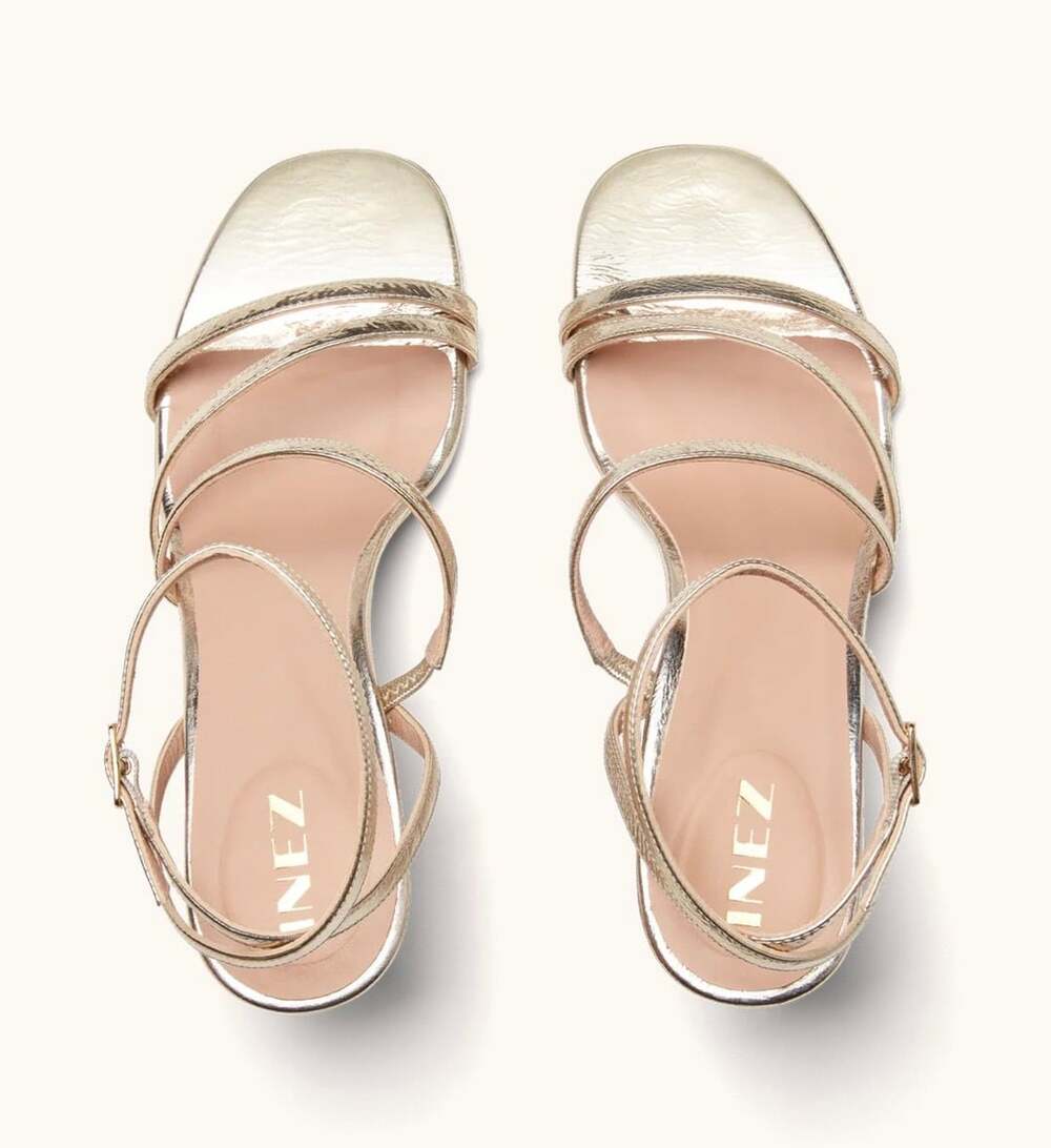 INEZ Sofia Gold Metallic Leather Strappy Sandals Ladies Size 9.5 EUC